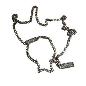 Silvertone VintageRhinestone Chain Belt Adjustable slight tarnish